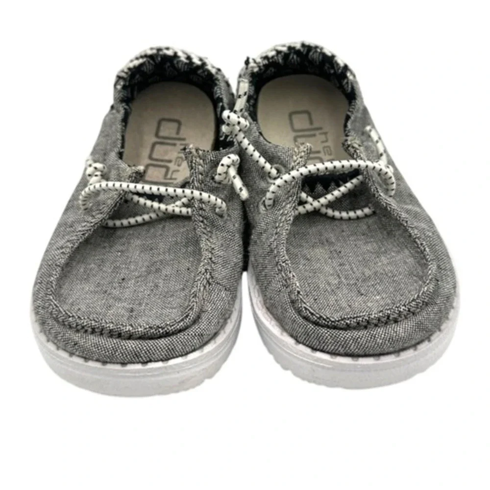 Kids Hey Dude Shoes Gray‎ Canvas Slip On Loafers Toddler Kids Size 6 Lightweight